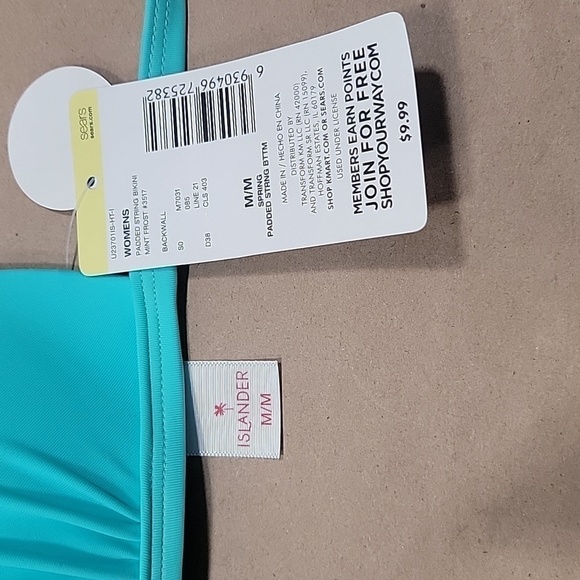 Islander "Mint Frost" Padded String Bikini Top, Size M, NEW with Tags - Picture 4 of 4